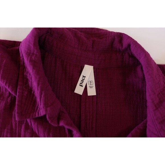 Pact Organic Coastal Boxy Gauze Oversized Shirt Sangria Beachy Lagenlook M/L - Picture 8 of 9